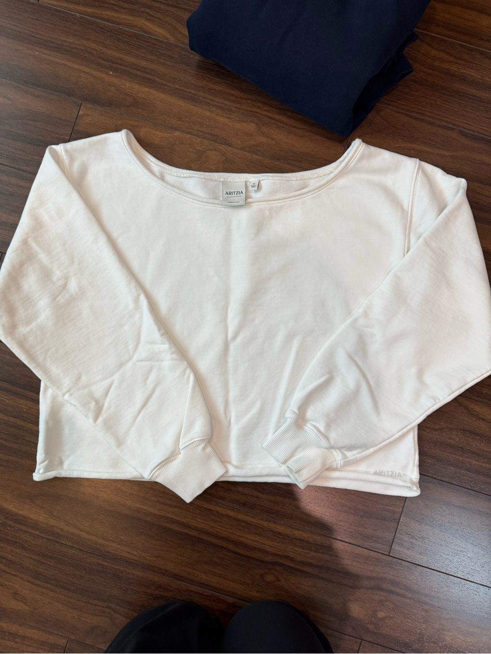 Aritzia Terry fleece BF off shoulder sweater